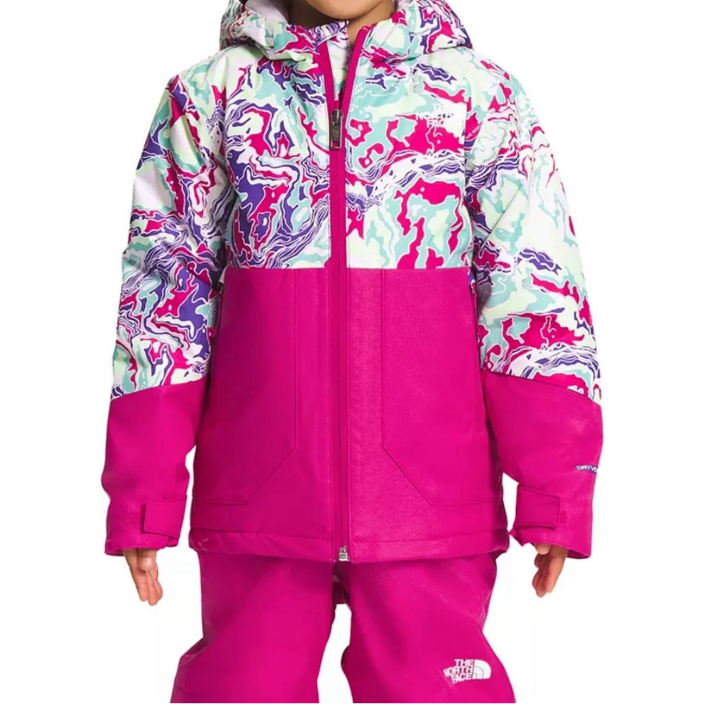 The North Face Girls' Bright Pink & Multicolor Marble Ski Jacket